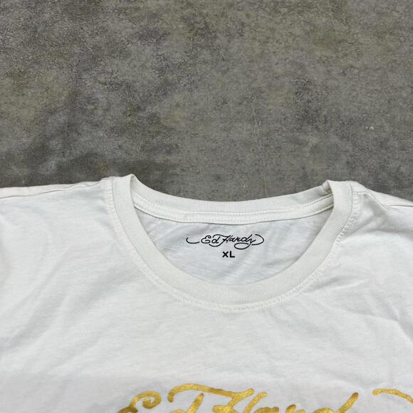 vintage ed hardy no more war snake white tribal print shirt size xl WOMENS - Picture 3 of 4